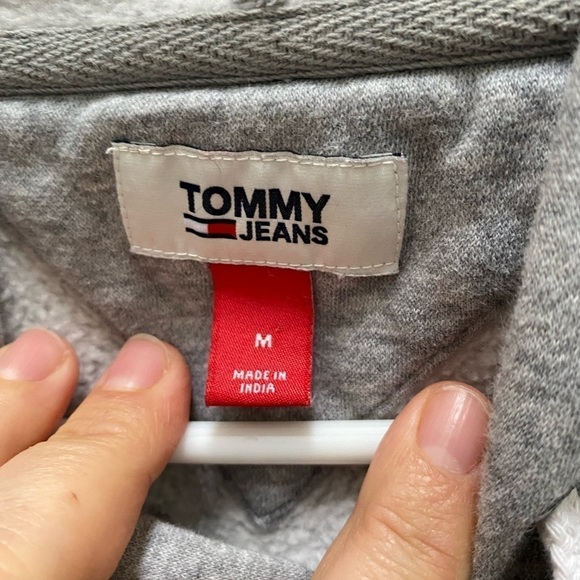 Tommy Hilfiger TOMMY JEANS Womens Gray Tie Ribbed Hoodie Medium - Picture 7 of 7